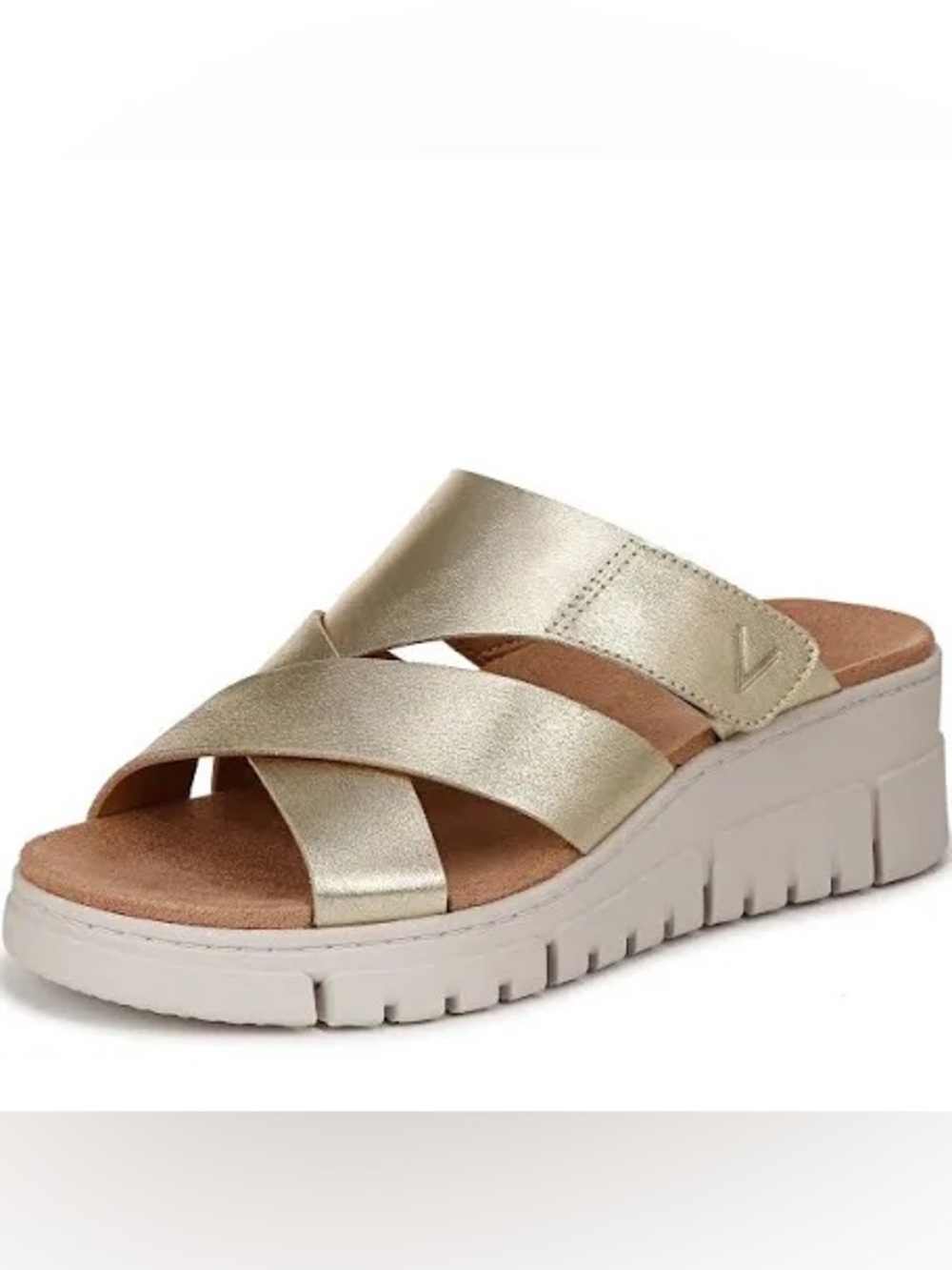 Vionic Women’s Metallic Gold Crisscross Slide Sandal